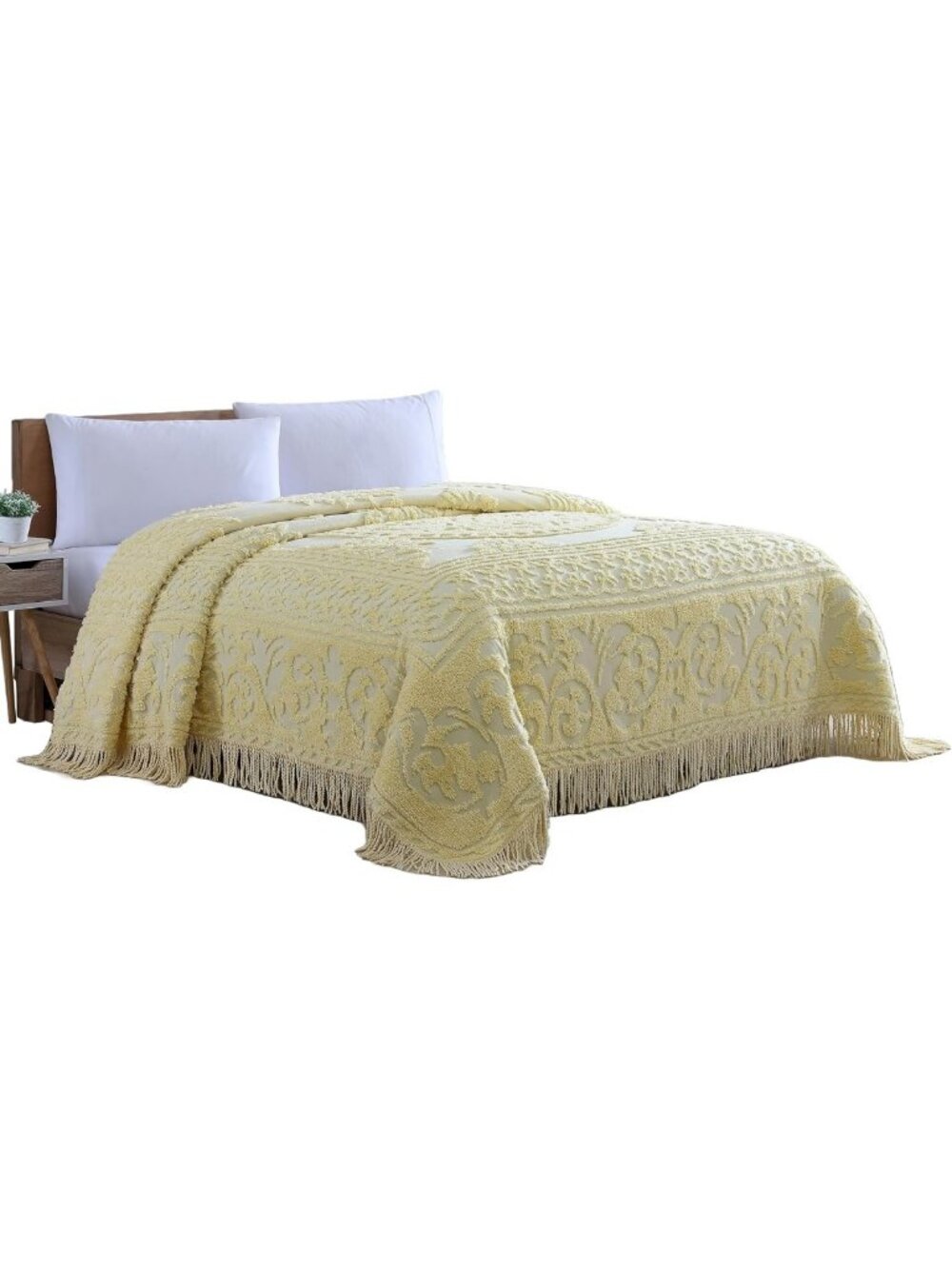 Yellow Medallion Full Cotton Chenille Bedspread - Luxurious Home Decor